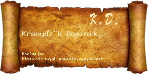Krsnyák Dominik névjegykártya